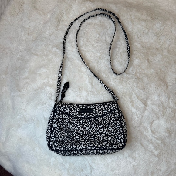 Vera Bradley On the Square Camocat Black & White Quilted Crossbody Purse - Picture 3 of 7